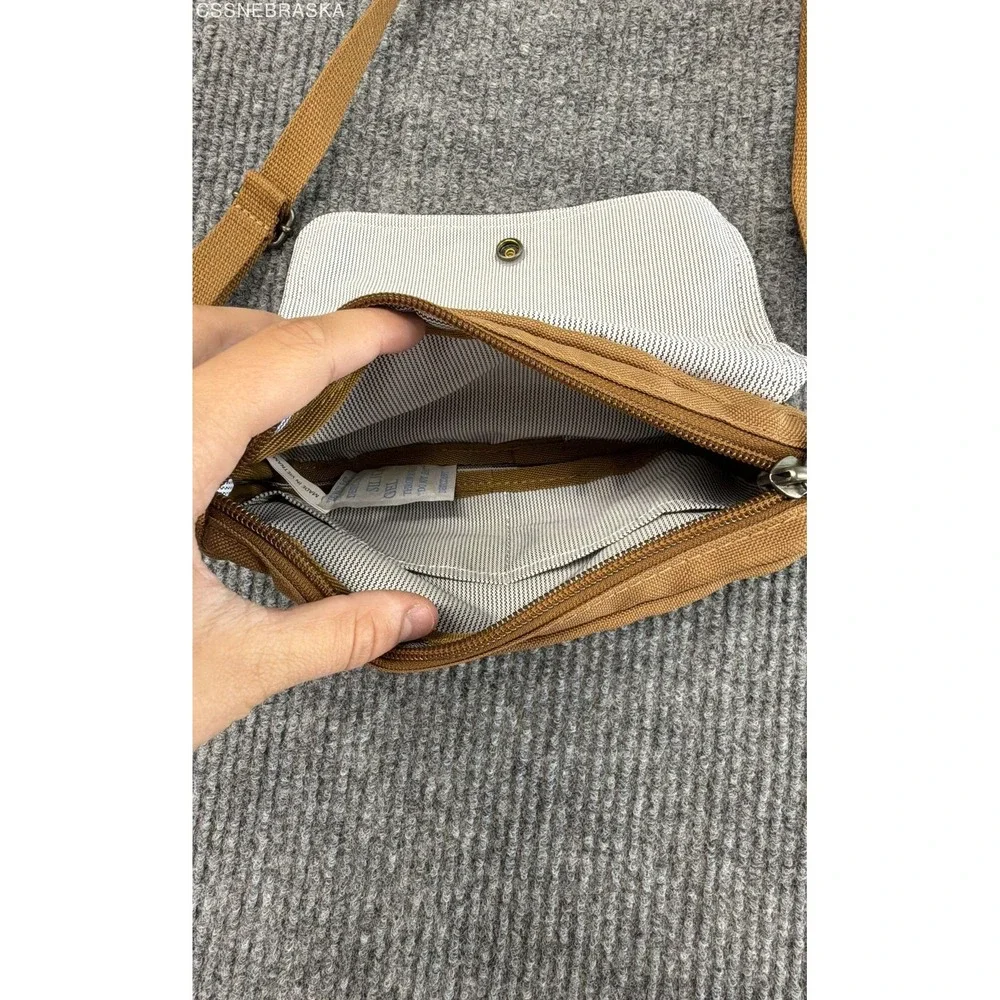Carhartt Brown Canvas Small Crossbody Bag Utility Pouch Adjustable Strap - Picture 4 of 10